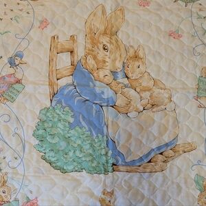 Beatrix Potter Peter Rabbit Baby Crib Quilt Comforter Vintage Benjamin Bunny